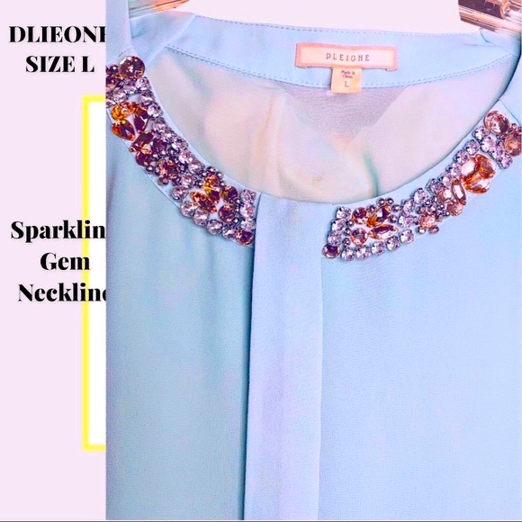 DLIEONE SPARKLING REAL GEM STONE ADORNED COLLAR SZ LRG PALE BLUE, SHEER UNIQUE🤩 - Picture 4 of 12
